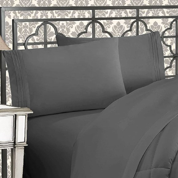 NEW 1500 Thread Count Three Line Embroidered  Hotel Quality 4-Piece - Picture 9 of 11